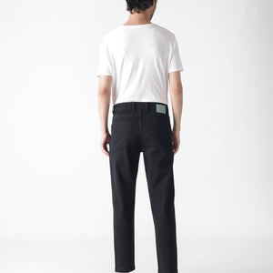 Rare Rabbit Men's Sam Black Dark Wash Mid-Rise Carrot Fit Jeans