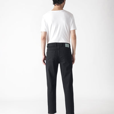 Rare Rabbit Men's Sam Black Dark Wash Mid-Rise Carrot Fit Jeans