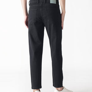 Rare Rabbit Men's Sam Black Dark Wash Mid-Rise Carrot Fit Jeans