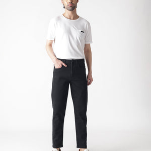 Rare Rabbit Men's Sam Black Dark Wash Mid-Rise Carrot Fit Jeans