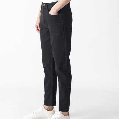 Rare Rabbit Men's Sam Black Dark Wash Mid-Rise Carrot Fit Jeans