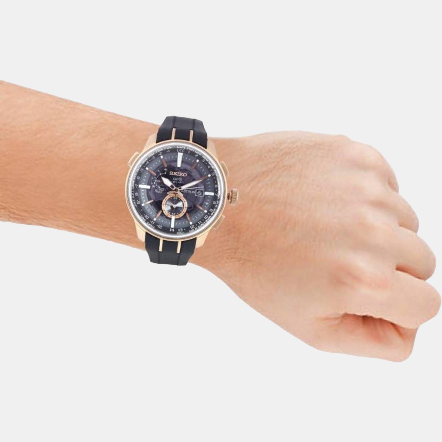 Astron Men Quartz Black Dial Analog Silicone Watch SAS032J1