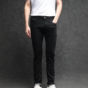 Rare Rabbit Men's Satinx Black Rinse Wash Mid-Rise Slim Fit Jeans