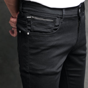 Rare Rabbit Men's Satinx S Black Rinse Wash Mid-Rise Slim Fit Jeans