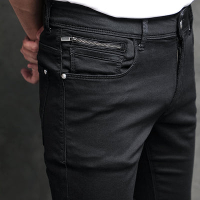 Rare Rabbit Men's Satinx S Black Rinse Wash Mid-Rise Slim Fit Jeans