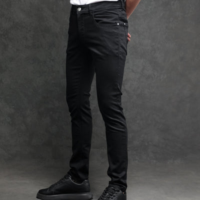 Rare Rabbit Men's Satinx S Black Rinse Wash Mid-Rise Slim Fit Jeans
