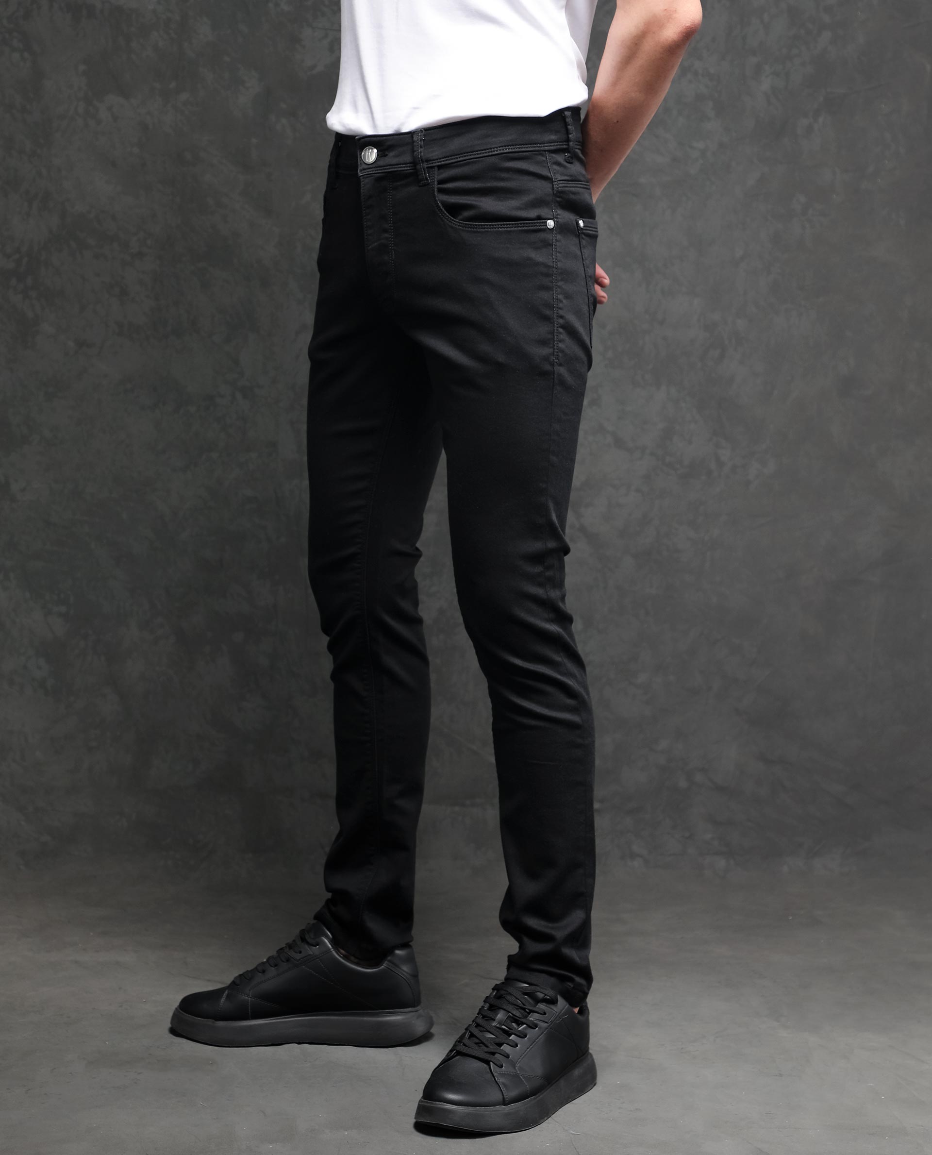 Rare Rabbit Men's Satinx S Black Rinse Wash Mid-Rise Slim Fit Jeans