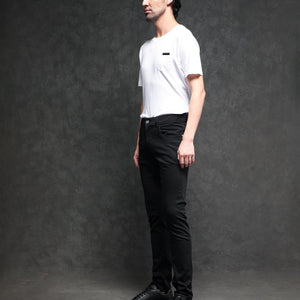 Rare Rabbit Men's Satinx S Black Rinse Wash Mid-Rise Slim Fit Jeans