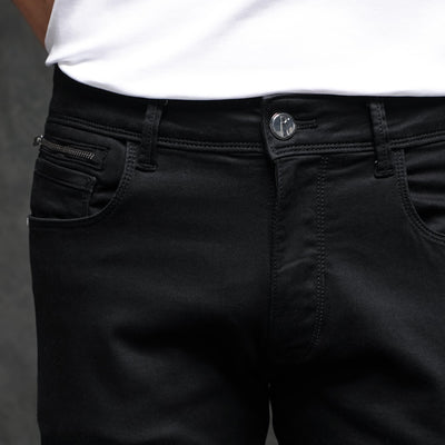 Rare Rabbit Men's Satinx S Black Rinse Wash Mid-Rise Slim Fit Jeans