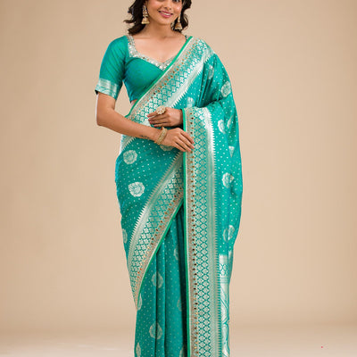 Rama Green Zariwork Banarasi Silk Saree