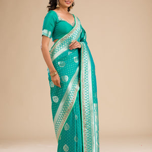 Rama Green Zariwork Banarasi Silk Saree