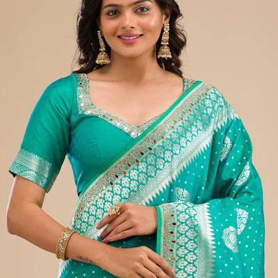 Rama Green Zariwork Banarasi Silk Saree