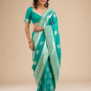 Rama Green Zariwork Banarasi Silk Saree