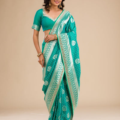 Rama Green Zariwork Banarasi Silk Saree