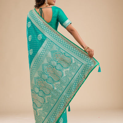 Rama Green Zariwork Banarasi Silk Saree