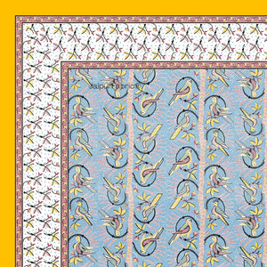Perky Parrots Blue Pure Cotton Single Bedsheet