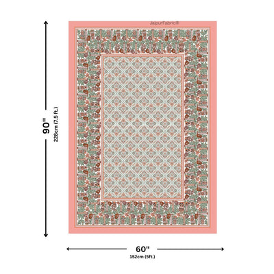 Pattachitra collection Peach and Green Double Bedsheet