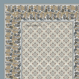 Pattachitra collection Grey and Golden Double Bedsheet