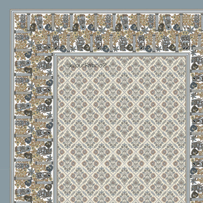 Pattachitra collection Grey and Golden Double Bedsheet