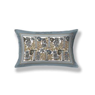 Pattachitra collection Grey and Golden Double Bedsheet