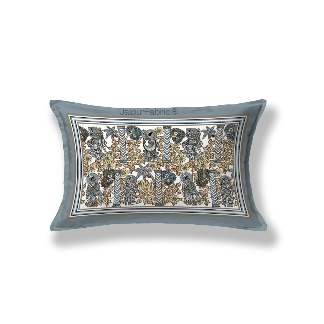 Pattachitra collection Grey and Golden Double Bedsheet