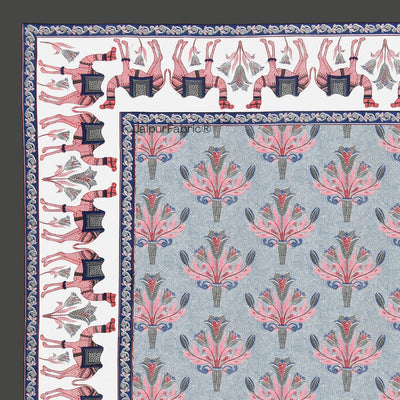 Floral Corsage Blue Pure Cotton Single Bedsheet