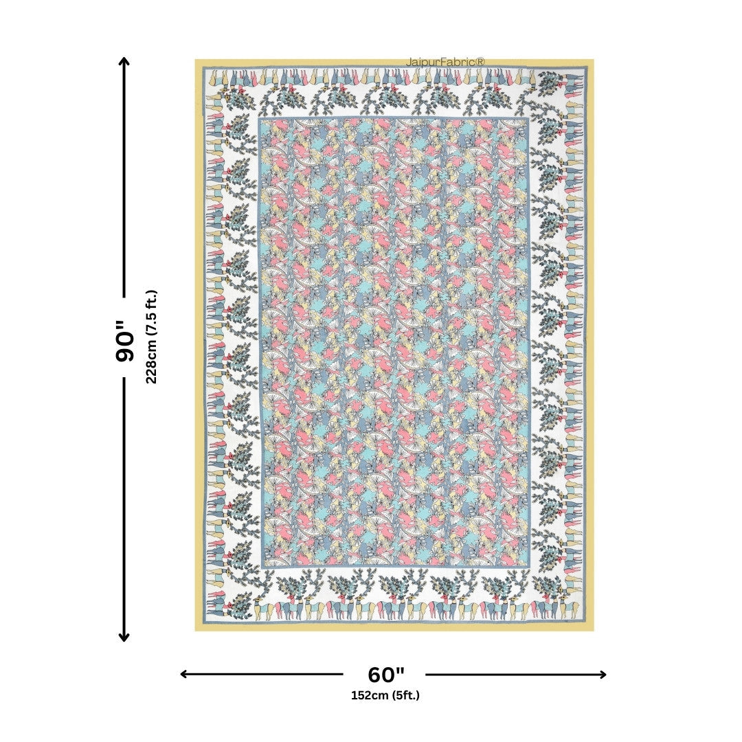 Deer Forest Colourful Pure Cotton Single Bed Bedsheet