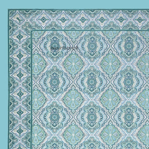 Ocean Mirage Aqua Blue Pure Cotton Single Bedsheet