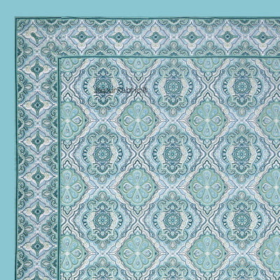 Ocean Mirage Aqua Blue Pure Cotton Single Bedsheet
