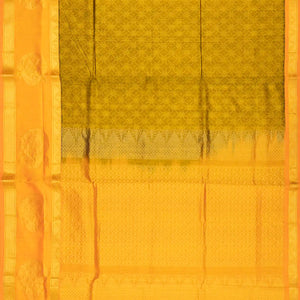 Sage Green Handloom Silk Cotton Saree With Floral Jaal Motifs-Sage Green