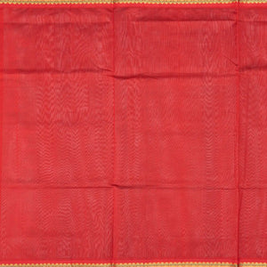 Grey Handloom Silk Cotton Saree With Contrast Red Border-Grey