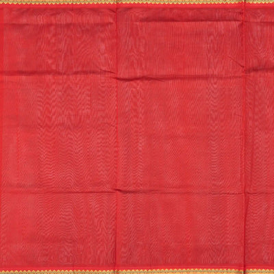 Grey Handloom Silk Cotton Saree With Contrast Red Border-Grey
