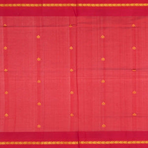 Cyan Handloom Silk Cotton Saree With Kalash Butta & Contrast Temple Border-Cyan