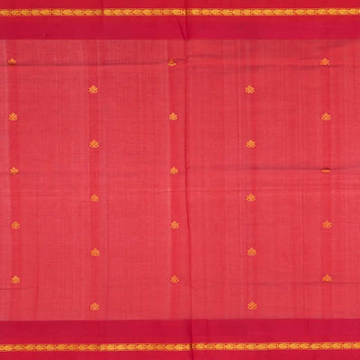 Cyan Handloom Silk Cotton Saree With Kalash Butta & Contrast Temple Border-Cyan