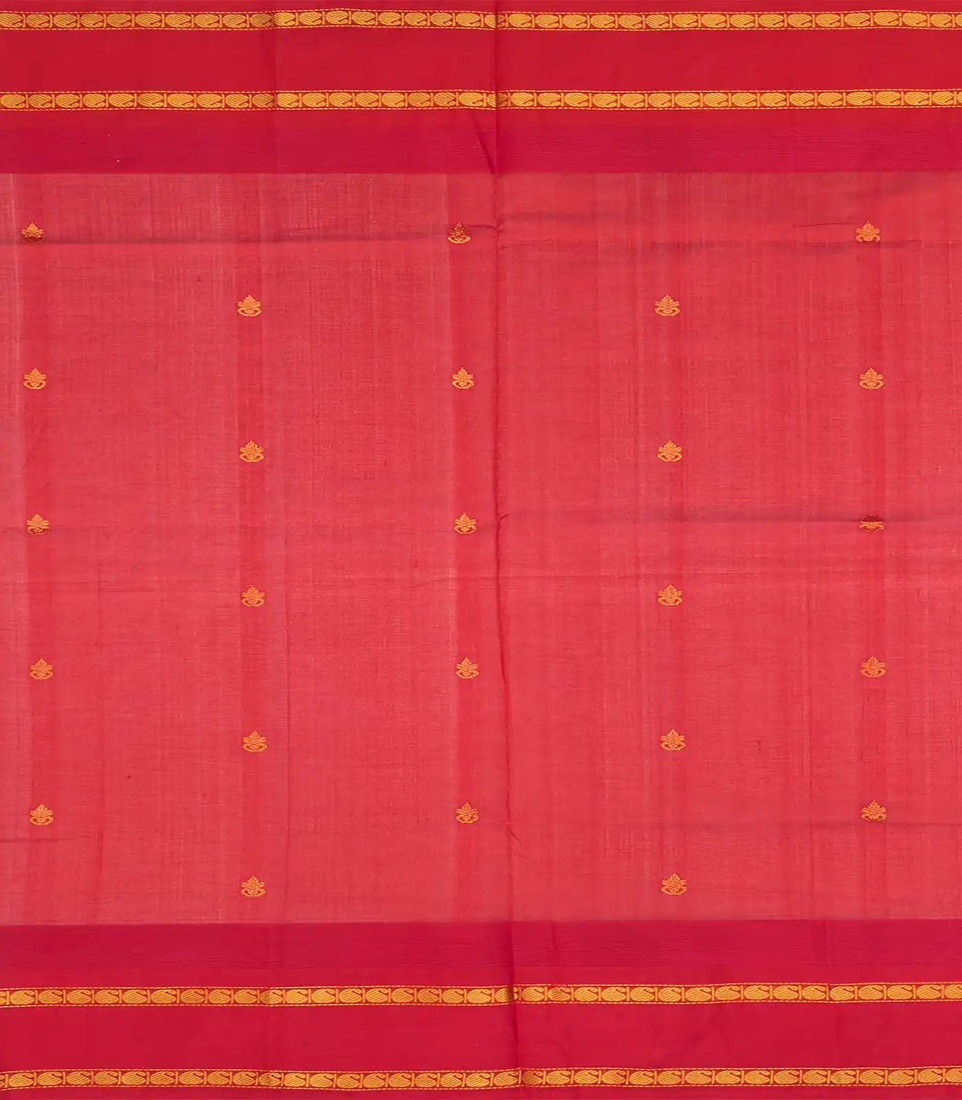 Cyan Handloom Silk Cotton Saree With Kalash Butta & Contrast Temple Border-Cyan