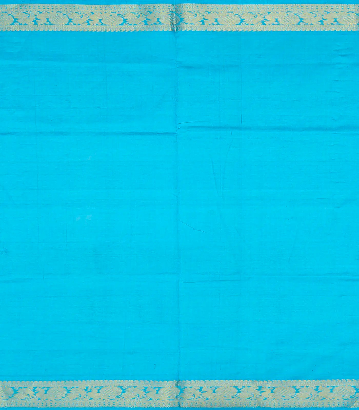 Cyan Handloom Silk Cotton Saree With Checks & Buttas-Cyan