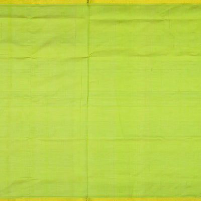 Green Handloom Silk Cotton Saree With Checks & Buttas-Green