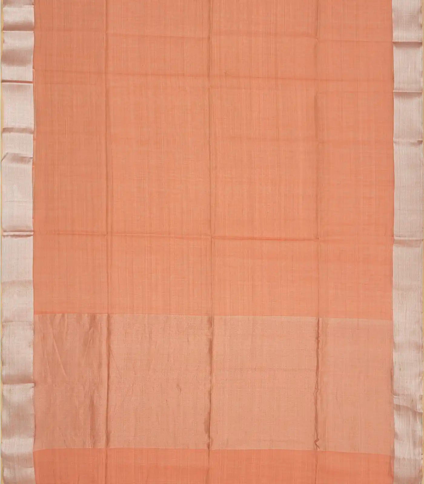 Rust Handloom Silk Cotton Saree With Zari Border-Rust