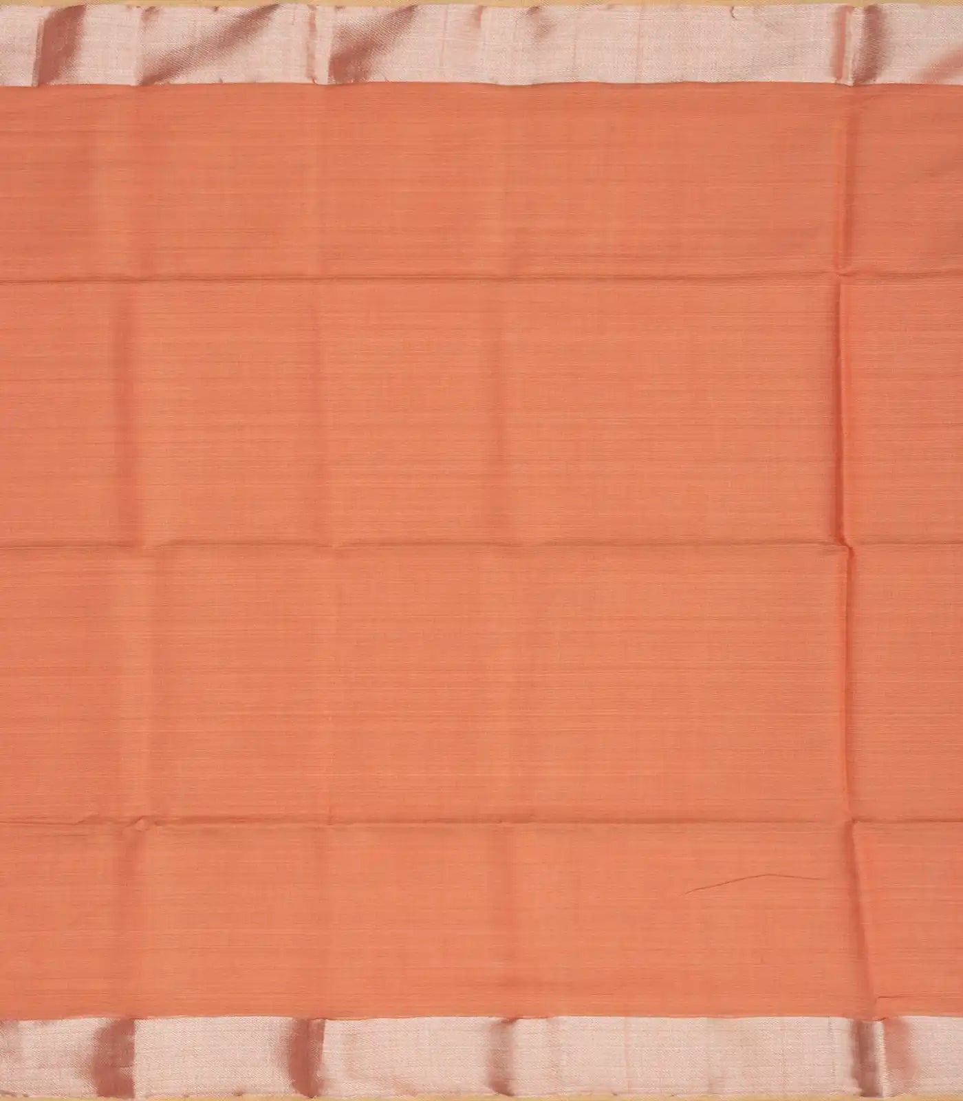 Rust Handloom Silk Cotton Saree With Zari Border-Rust