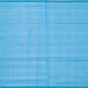 Cyan and Blue checked Handloom Silk Cotton Saree with cyan border and pallu-Cyan