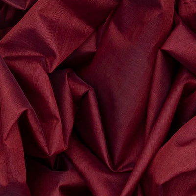 Crimson Handloom Silk Cotton Saree With Orange Selvage-Crimson