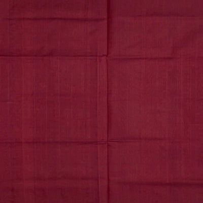 Crimson Handloom Silk Cotton Saree With Orange Selvage-Crimson