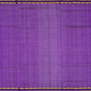 Sky Blue Handloom Korvai Silk Cotton Saree With Purple Border-Sky Blue