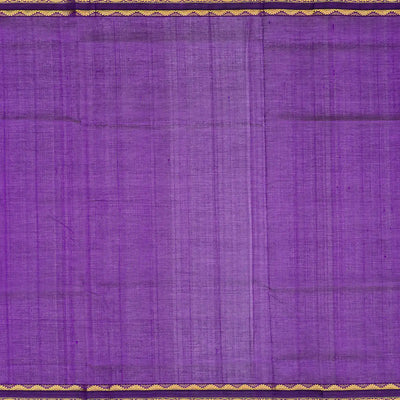 Sky Blue Handloom Korvai Silk Cotton Saree With Purple Border-Sky Blue