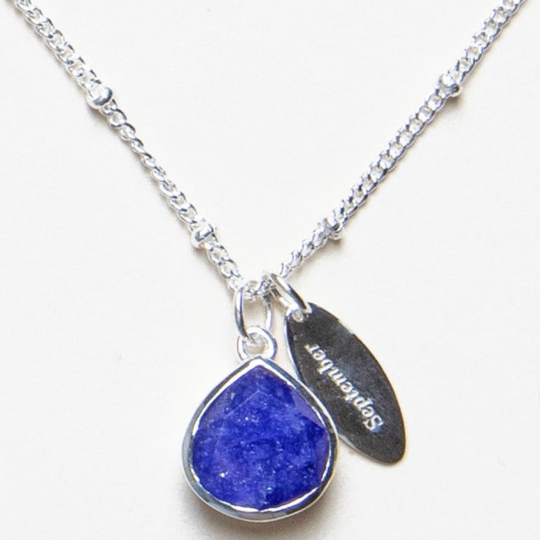 September Blue Sapphire Birthstone Necklace
