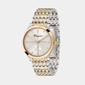 Ferragamo Slim Men Quartz White Dial Analog Stainless Steel Watch SFDE00418