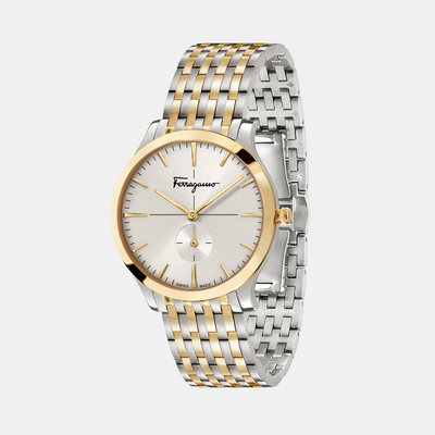 Ferragamo Slim Men Quartz White Dial Analog Stainless Steel Watch SFDE00418