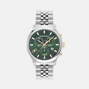 Ferragamo Duo Men Quartz Green Dial Chronograph Stainless Steel Watch SFEZ00524
