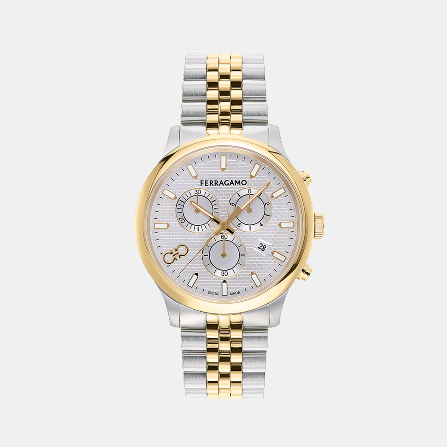 Ferragamo Duo Men Quartz Silver Dial Chronograph Stainless Steel Watch SFEZ00724