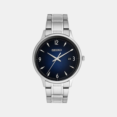 Dress Men Quartz Blue Dial Analog Stainless Steel Watch SGEH89P1